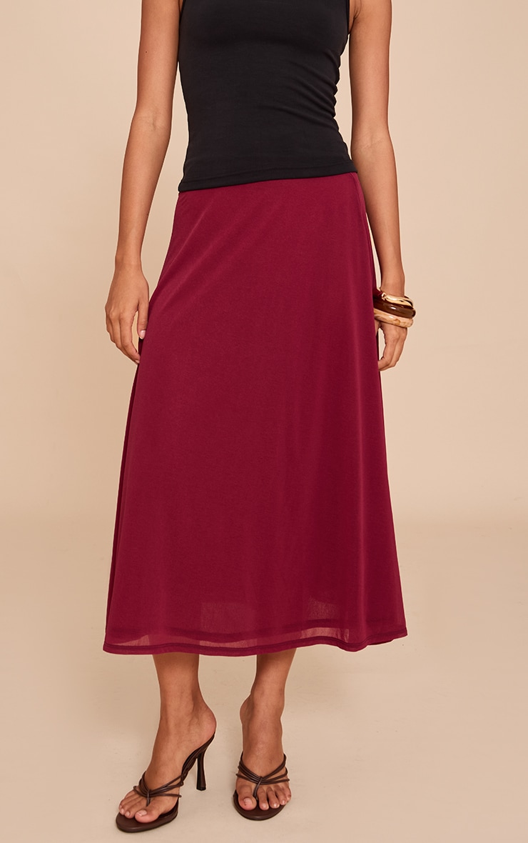 Berry Double Layer Chiffon Floaty Midaxi Skirt image 1