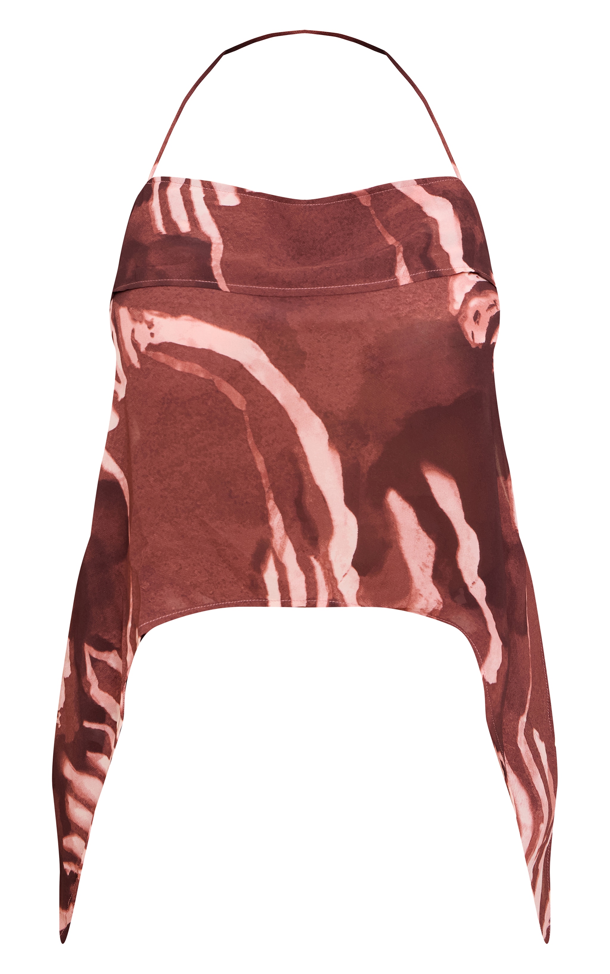 Plus Brown Chiffon Floral Halterneck Strappy Top image 5