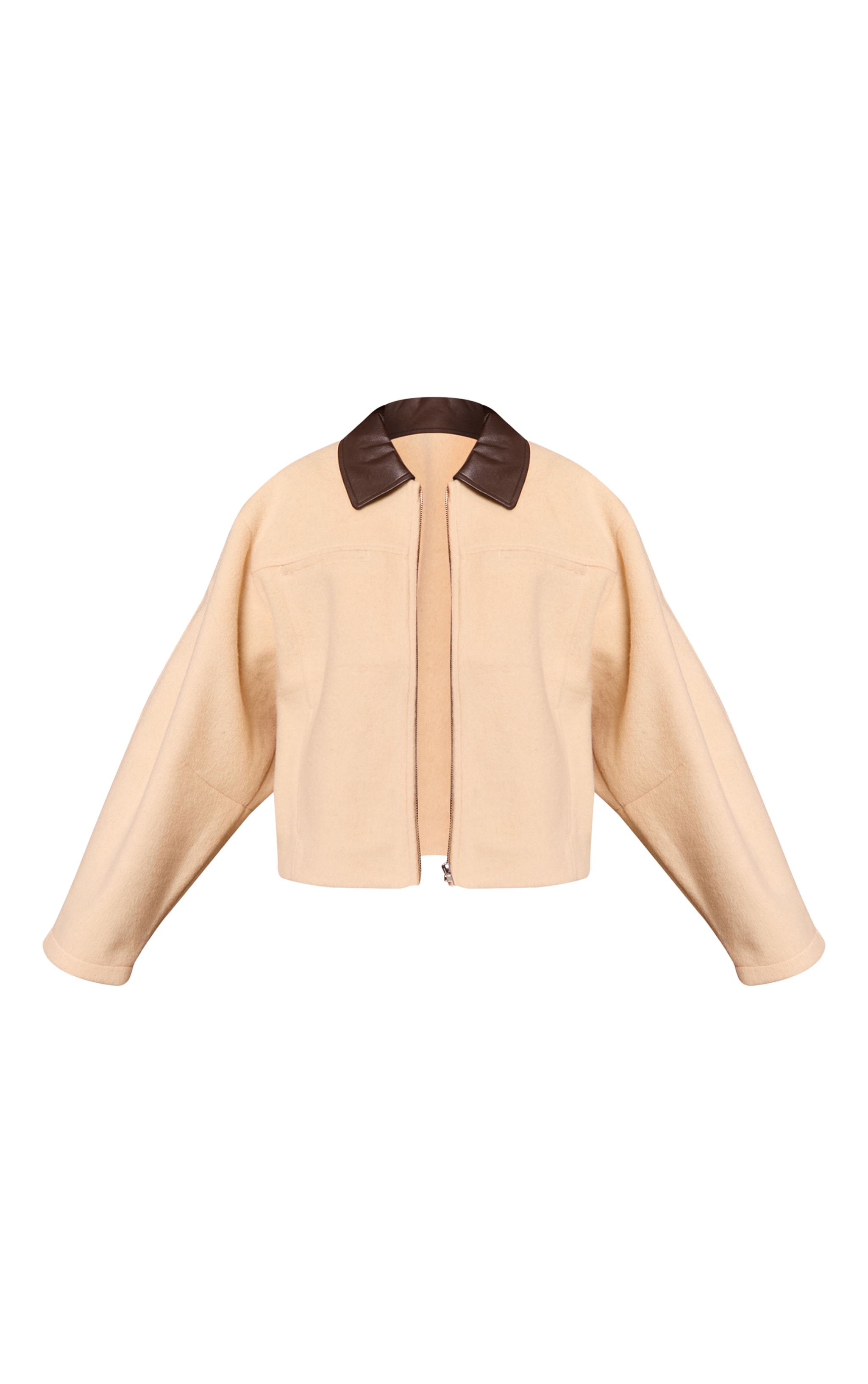 Buttercream PU Collar Zip Up Jacket image 5