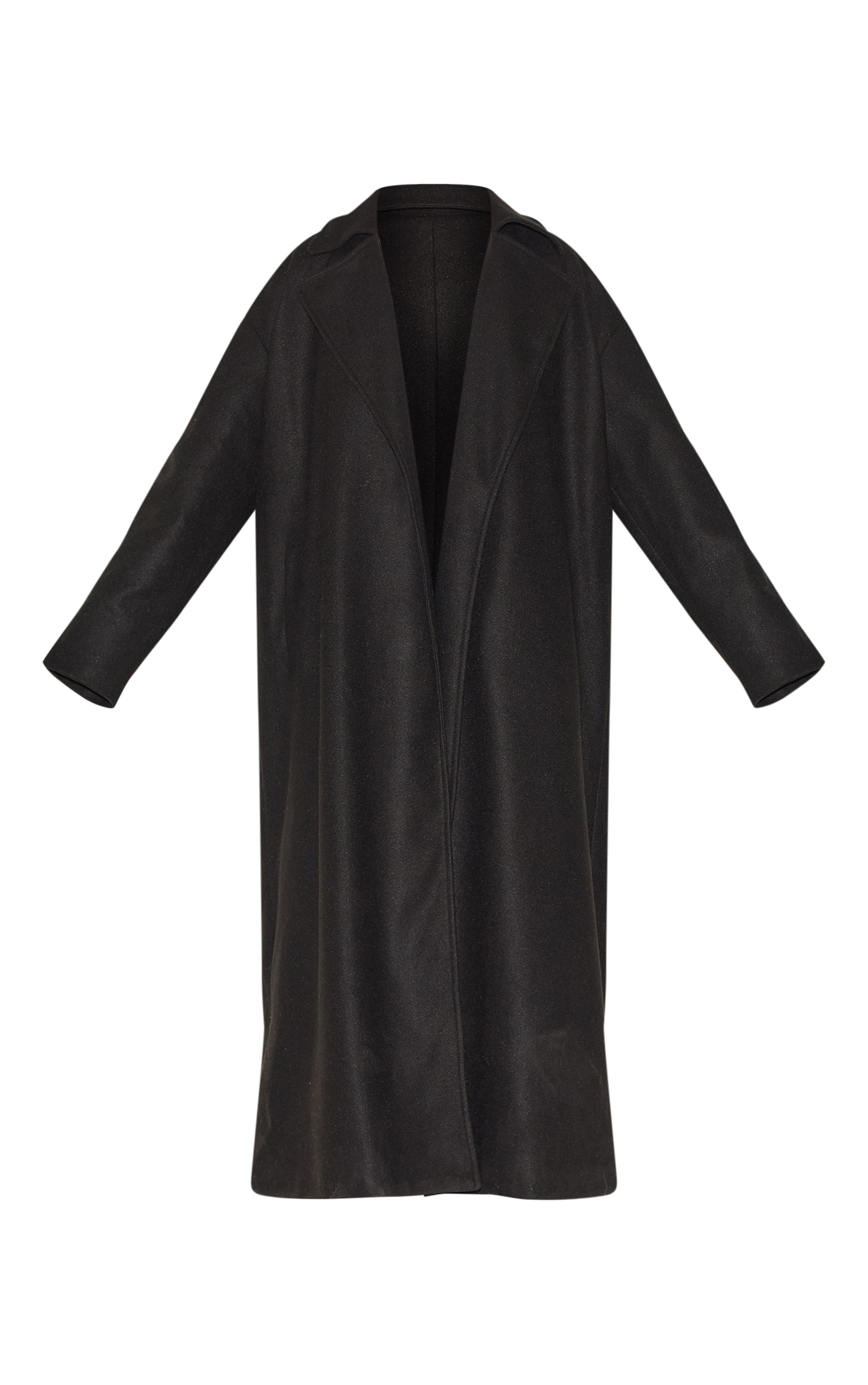Black Wool Look Oversized Drop Shoulder Coat image 5