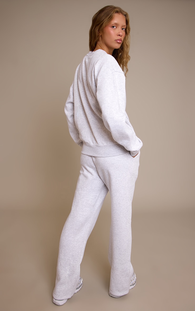 Ash Grey Wide Leg Boston Usa Embroidered Track Pants image 3