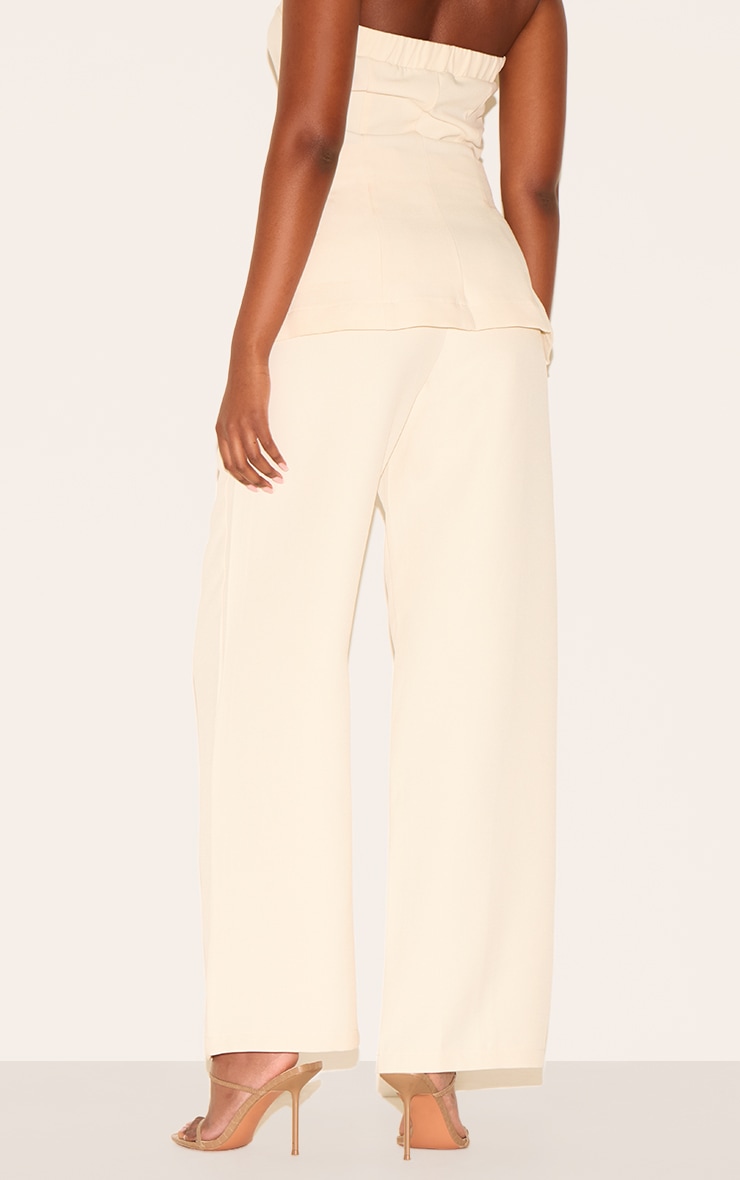 【WONDER WONDER】Leather Coated High-Waist Wide Cream Pants WONDER WONDER】Leather Coated High-Waist Wide Cream Pants