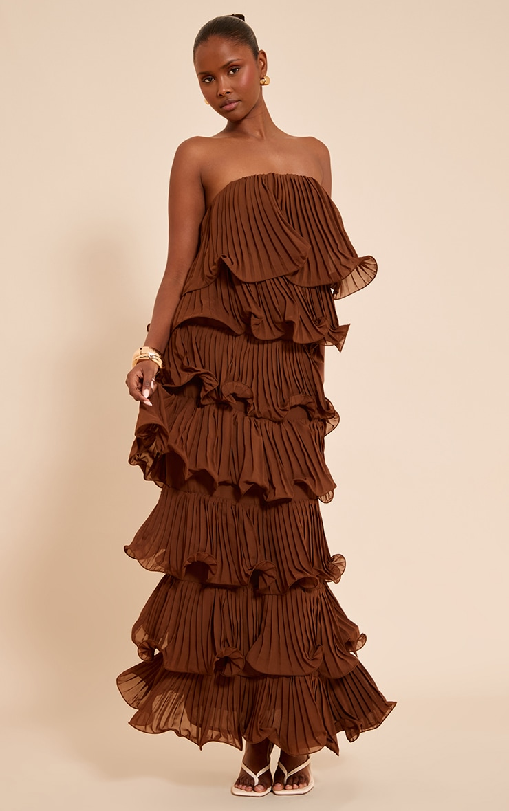 Chocolate Extreme Ruffle Tiered Maxi Dress image 1