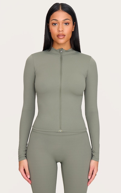 Tall Olive Basic Sculpt Zip Jacket