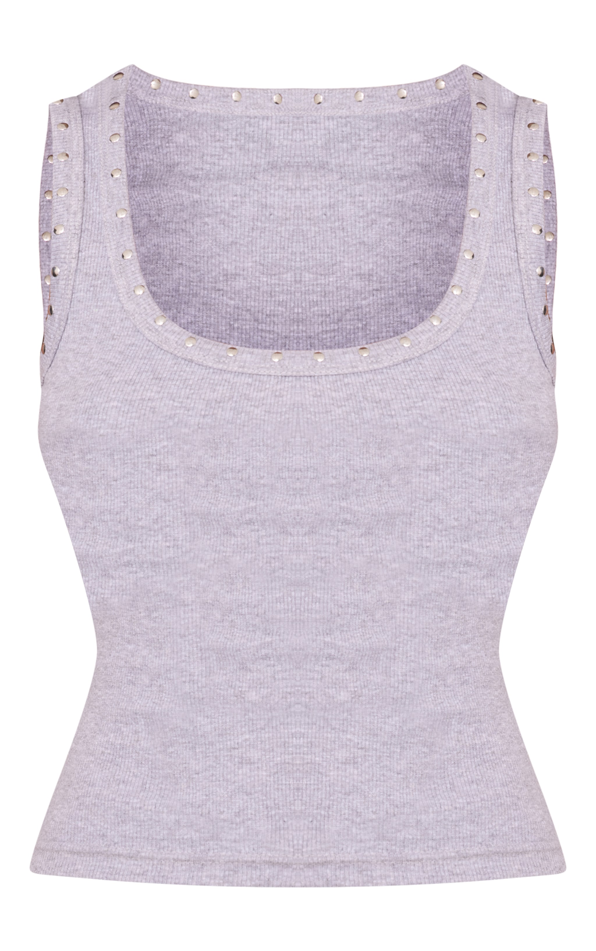Petite Ash Grey Stud Detail Vest Top image 5