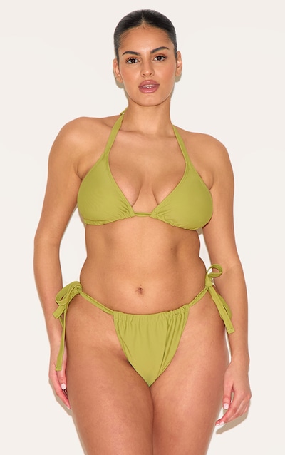 Haut de maillot de bain triangle basique vert olive