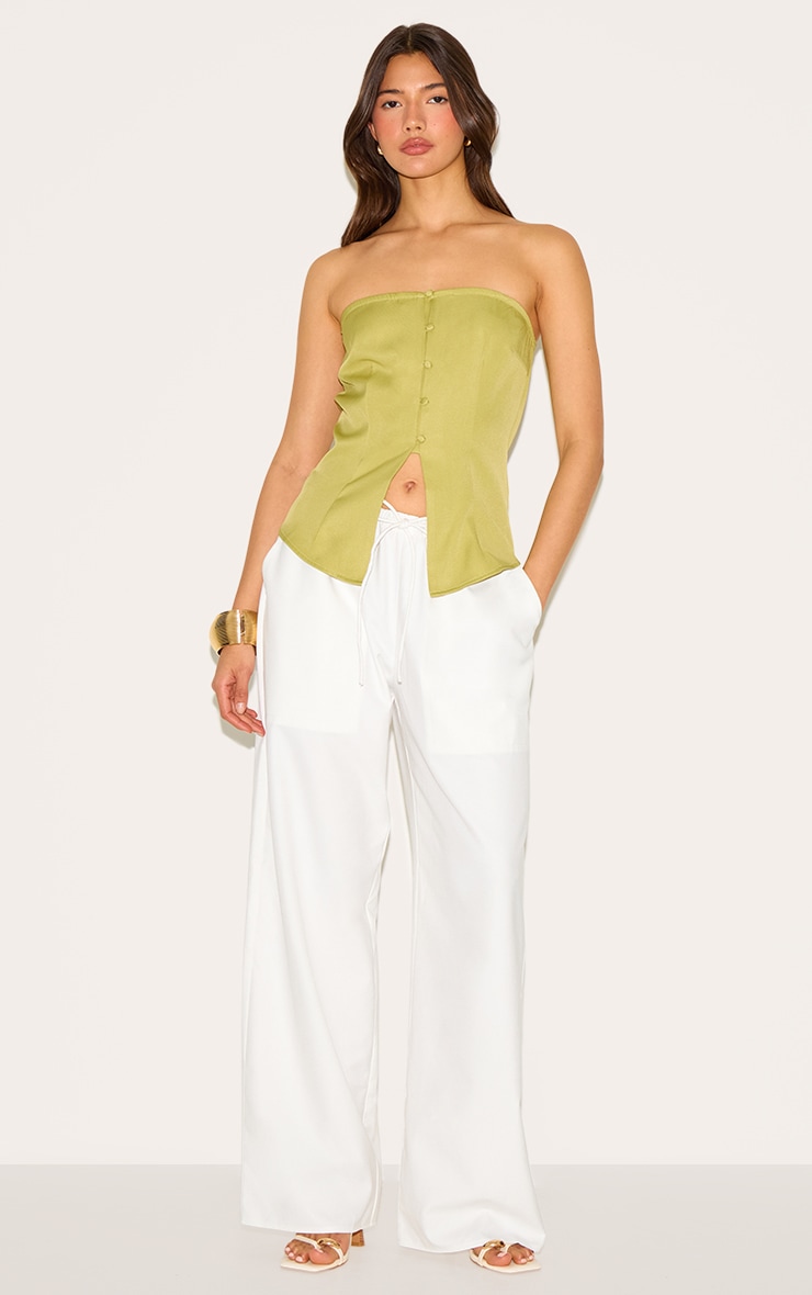 Green Fitted Bandeau Button Vest image 3