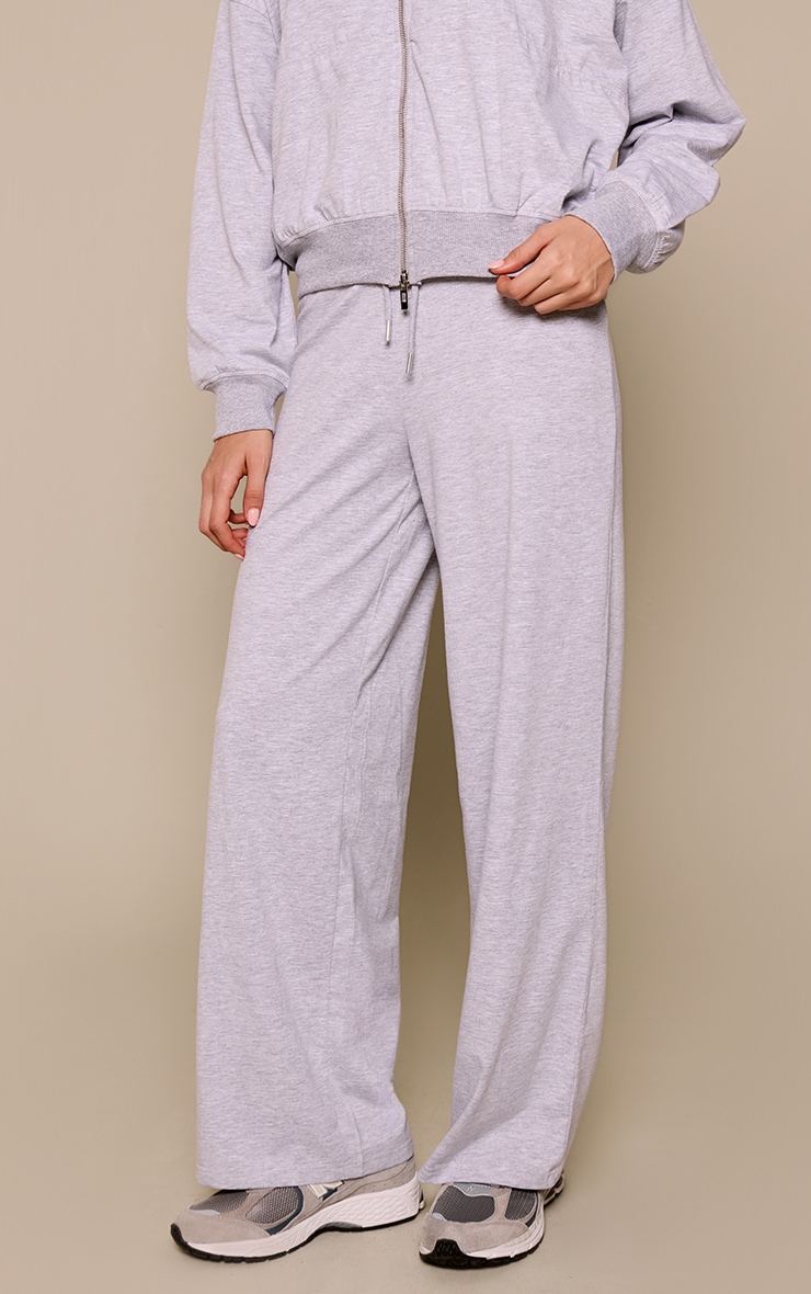 Grey Marl Casual Straight Leg Trousers image 2
