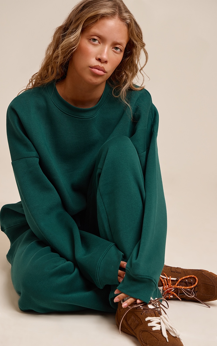 Pine Green Oversized Sweat Tracksuit Set image 3
