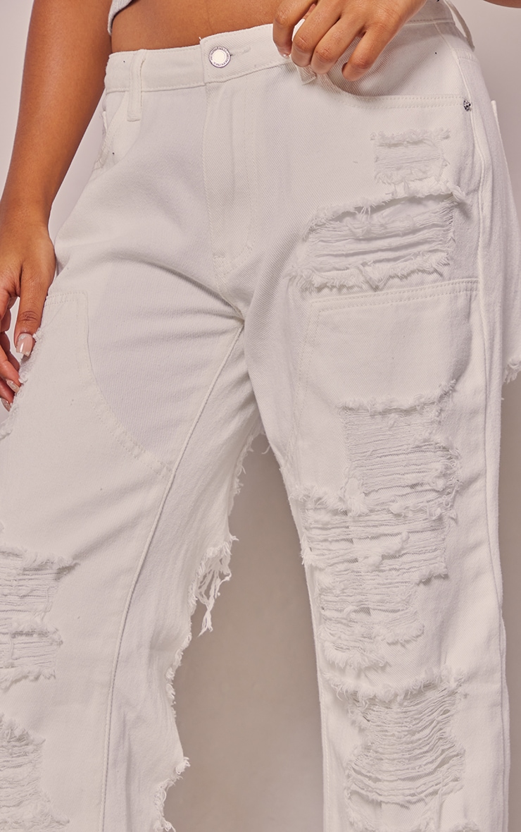 Off White Extreme Distress Wide Leg Jeans image 4