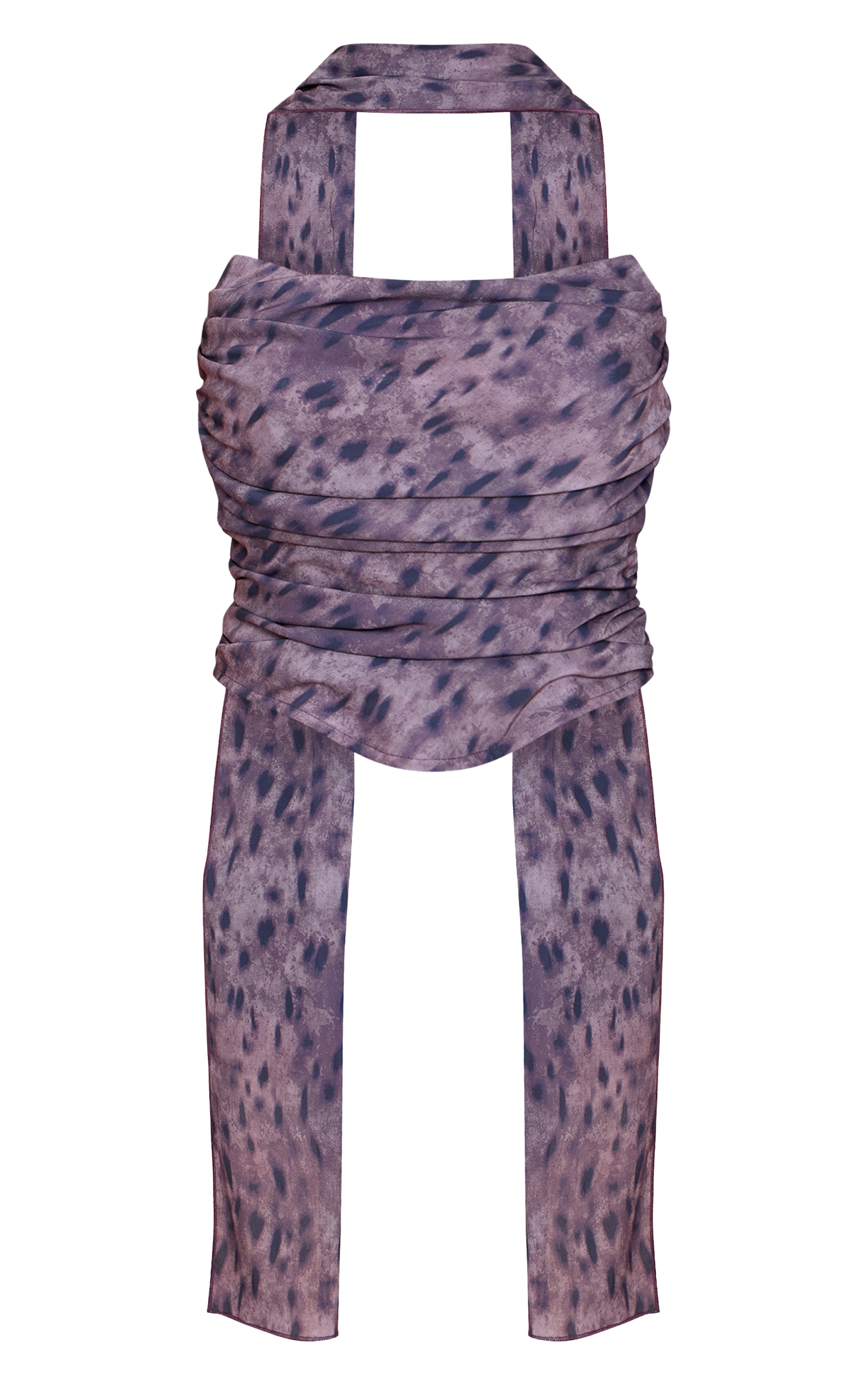 Dark Brown Printed Scarf Detail Corset image 5