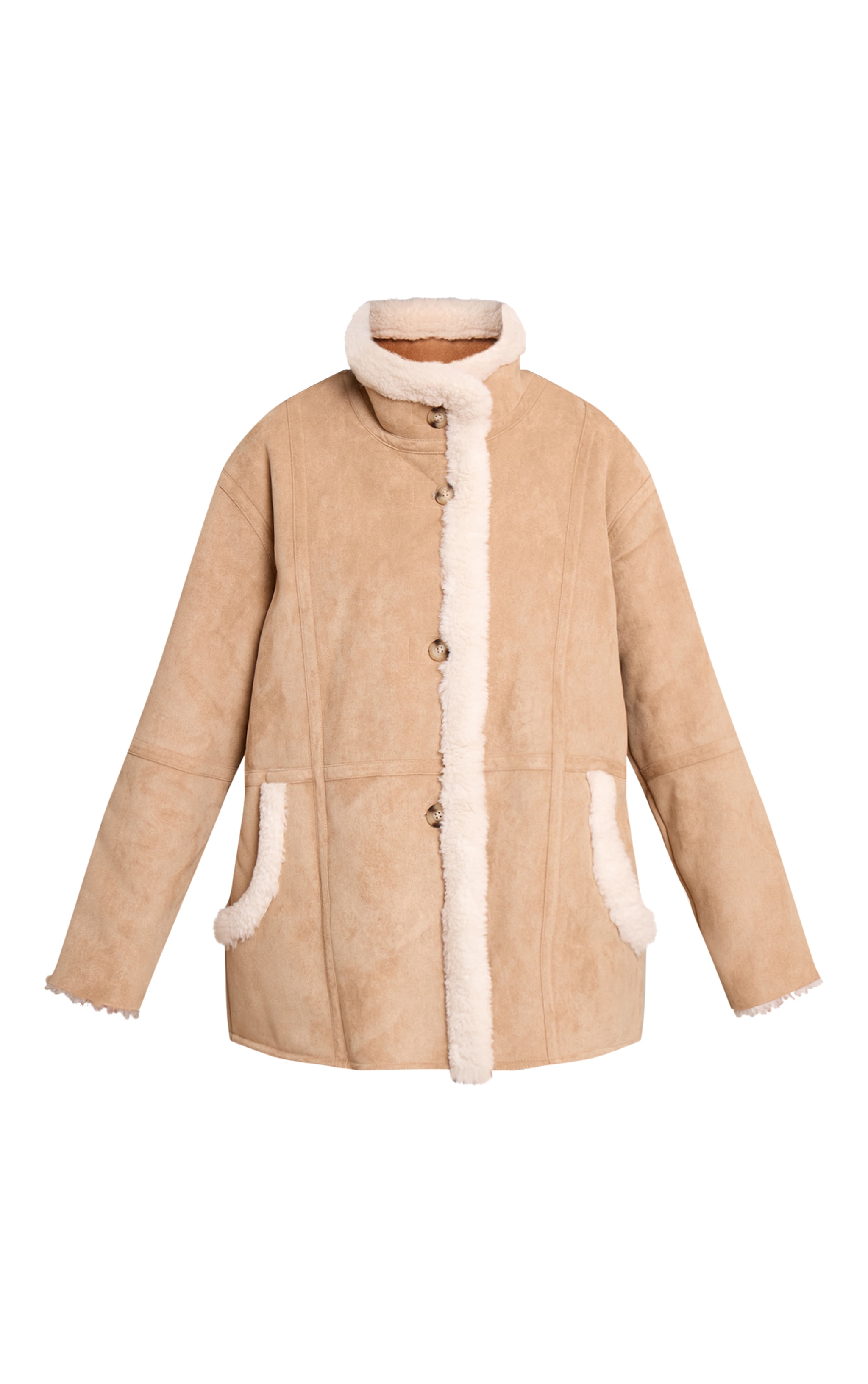 Beige Borg Lining Oversized Aviator image 5