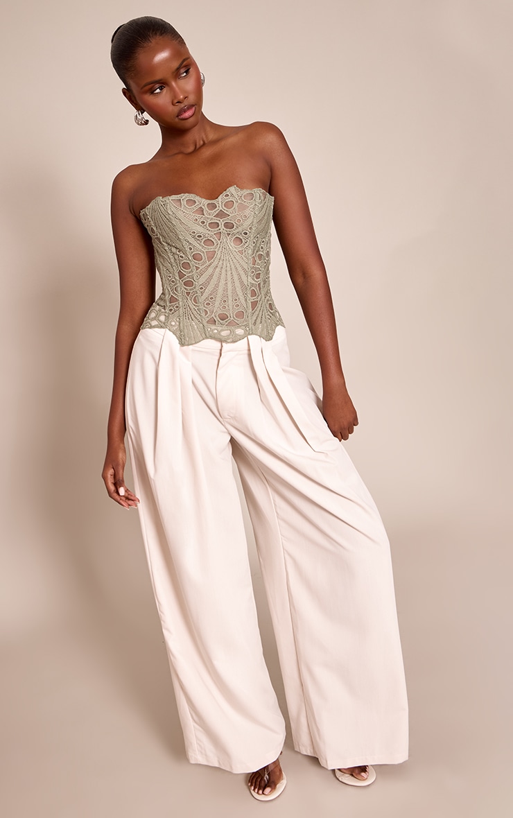 Sage Textured Sheer Floral Lace Corset image 3