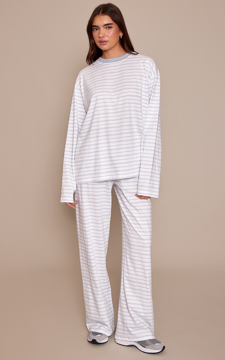 Dusty Blue Striped Long Sleeved Top image 3