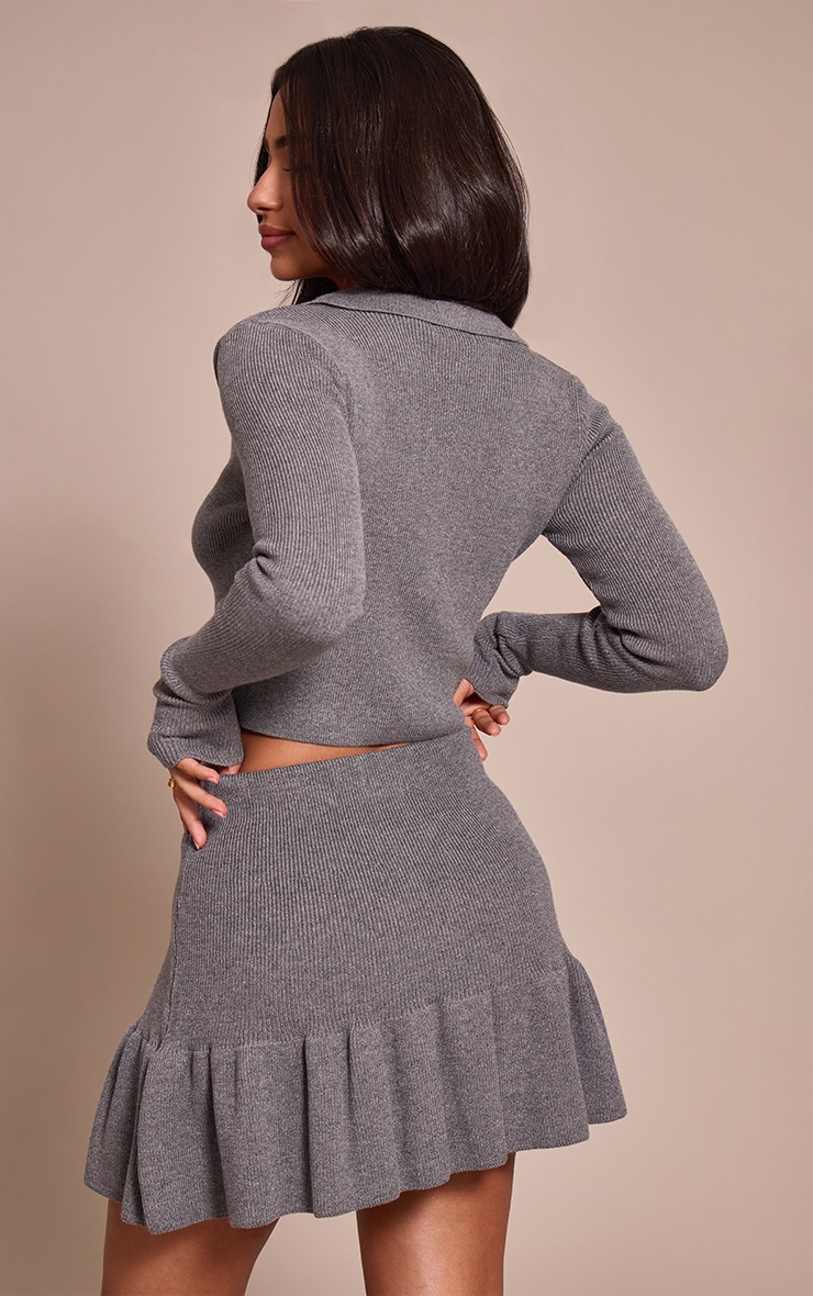 Petite Charcoal Knitted Button Up Cardigan image 2