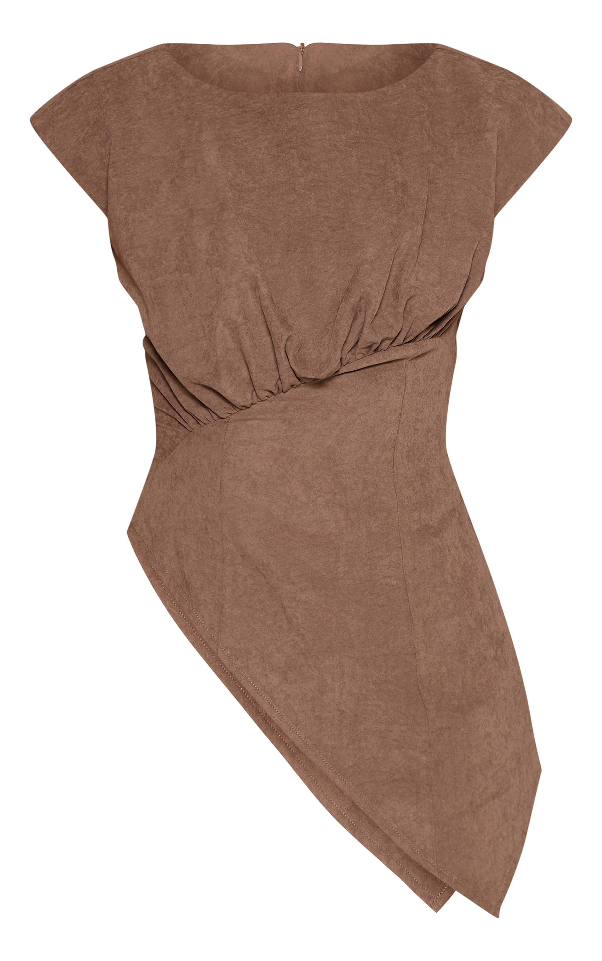 Mocha Peachskin Ruched Front Fitted Sleeveless Top  image 5