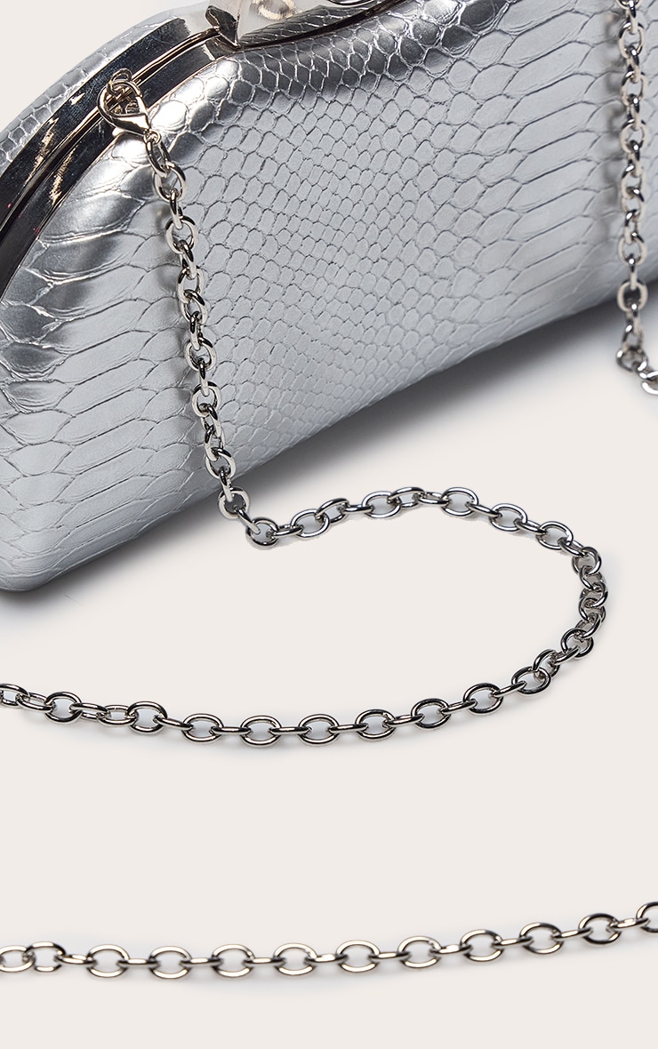 Silver Snake PU Hard Clutch Bag image 5