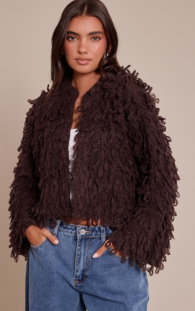 Chocolate Loop Knit Oversized Cardigan