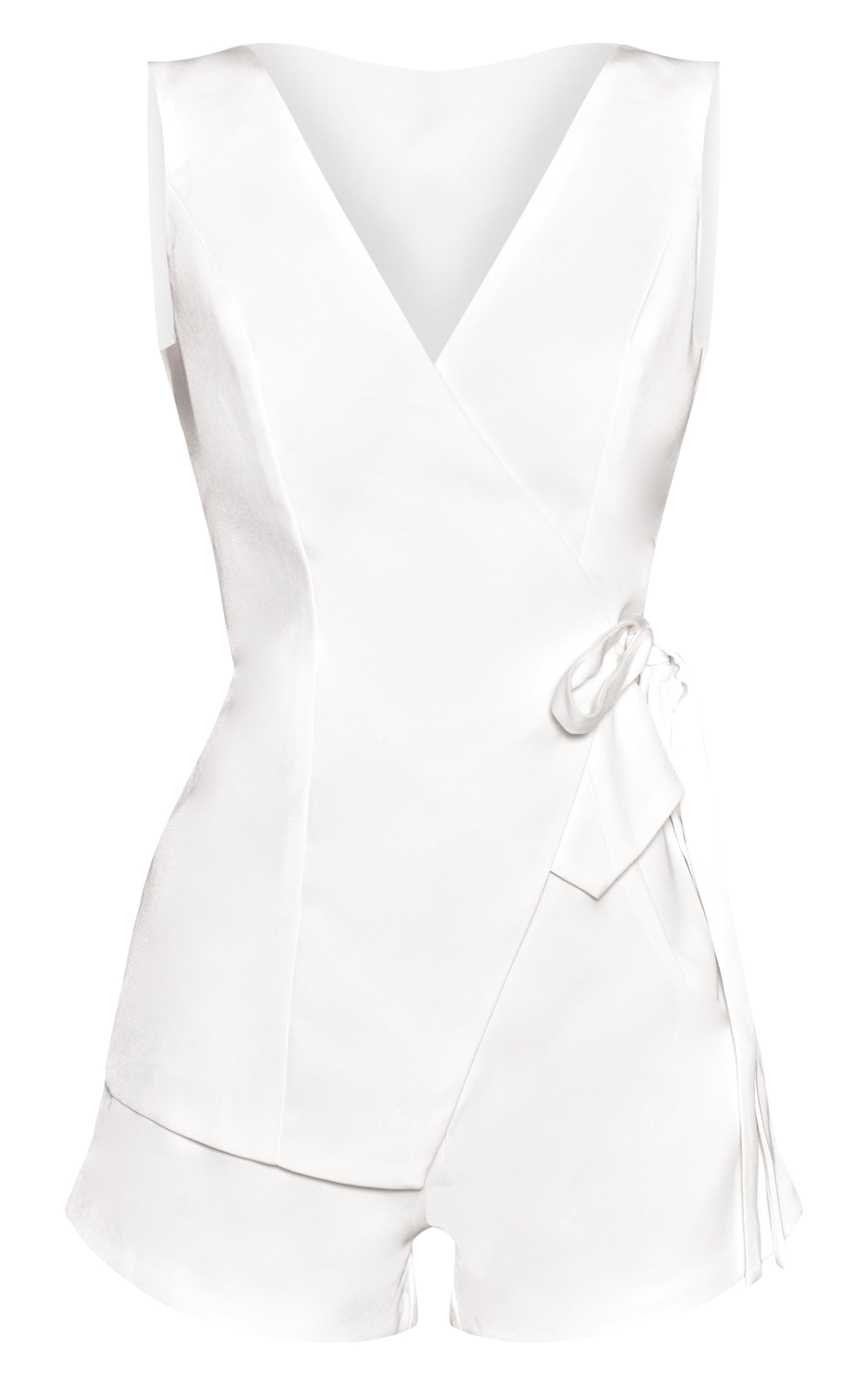 White Woven Wrap Detail Romper image 5