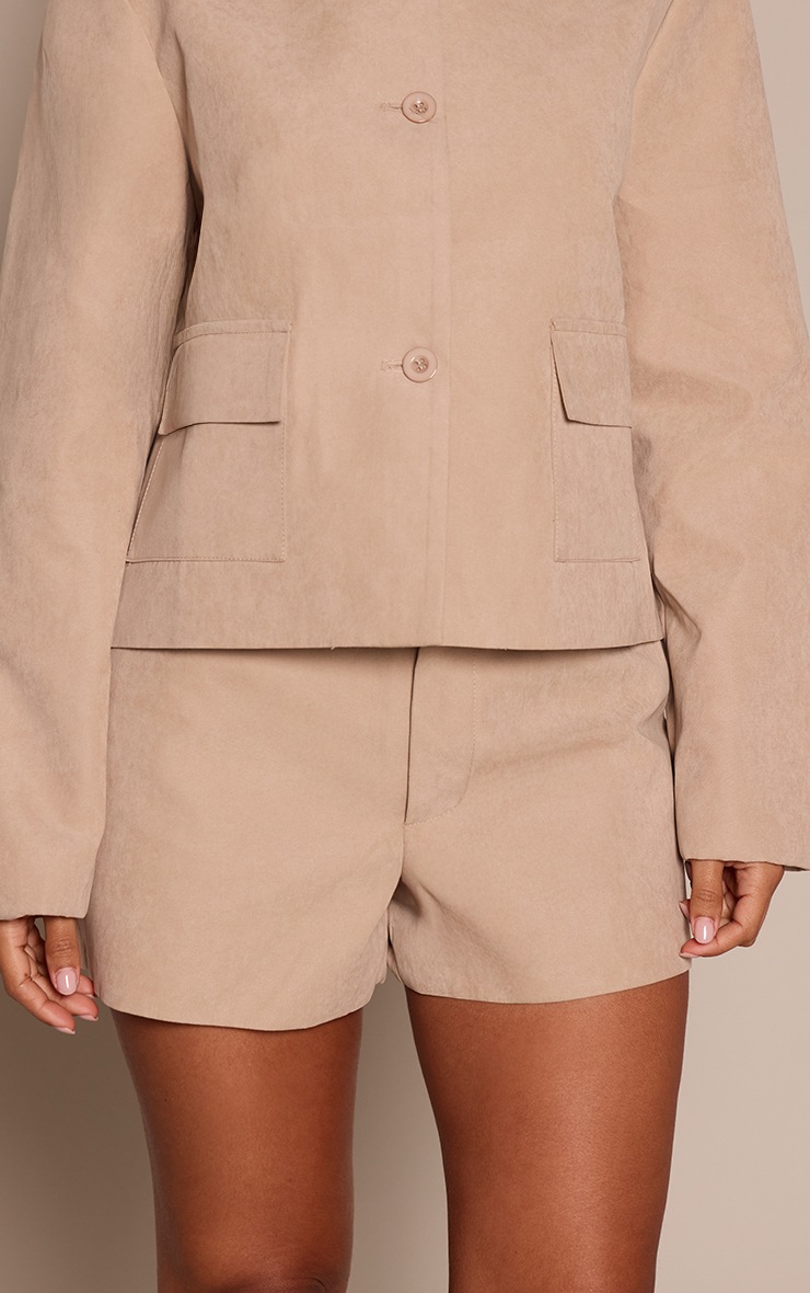 Petite Beige Peachskin Tailored Shorts  image 2