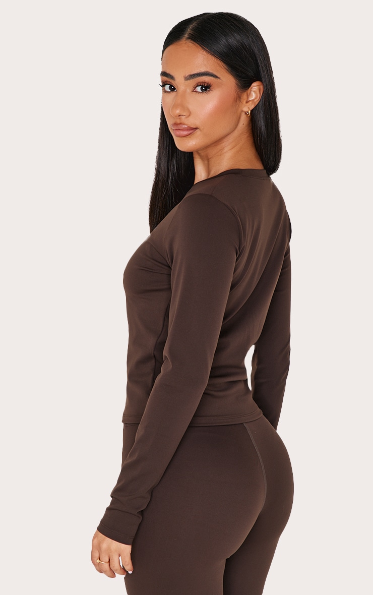 Petite Espresso Sculpt Long Sleeve Gym Top image 2