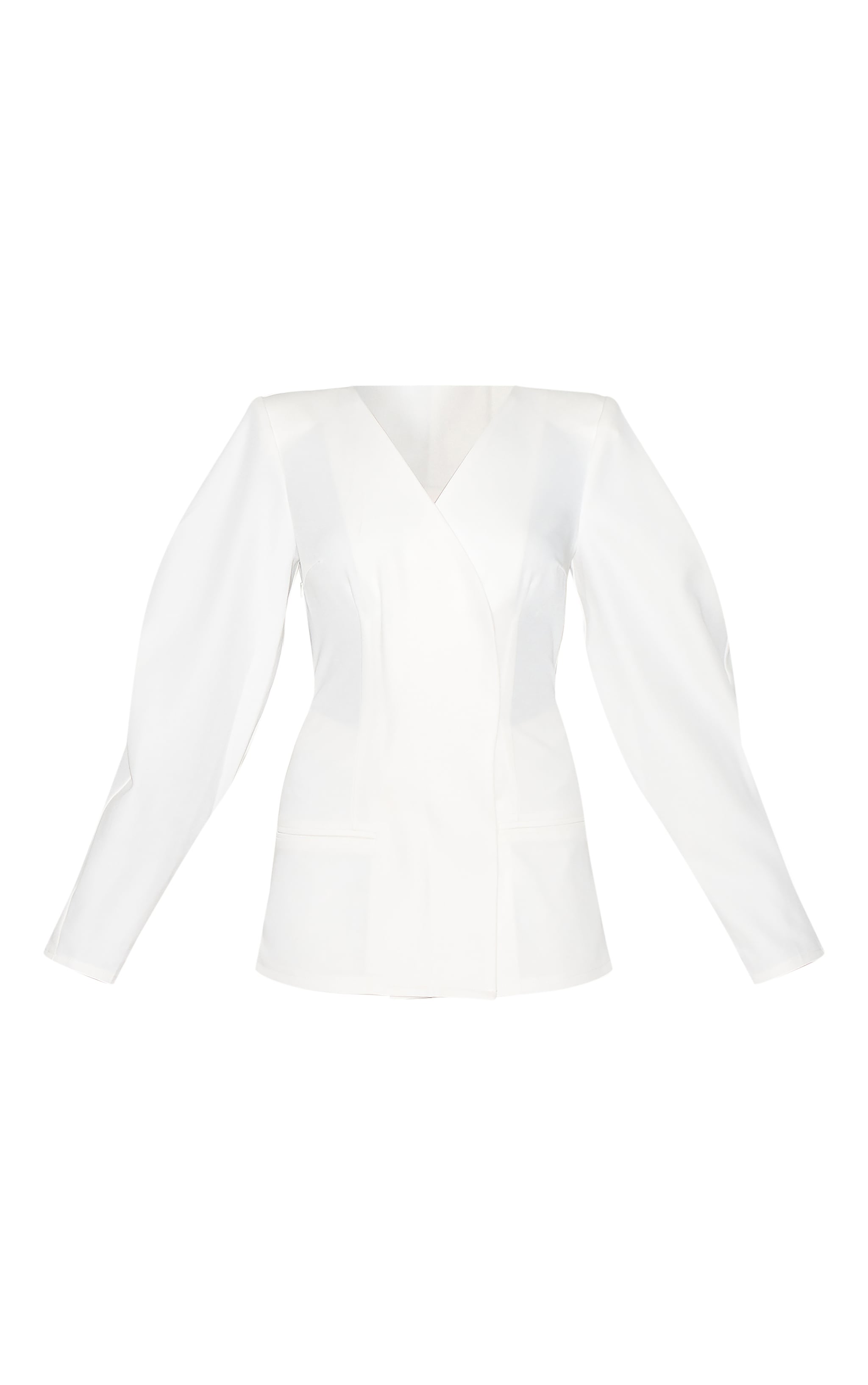 White Cross Front Cocoon Sleeve Tailored Romper image 5