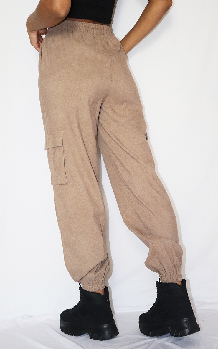 Taupe Cord Pocket Detail Cargo Trousers PrettyLittleThing