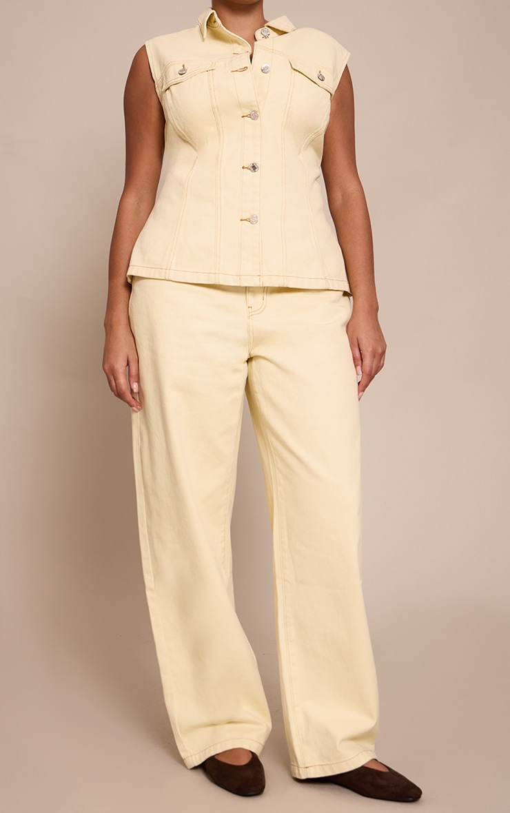 Plus Almond Mid Rise Wide Leg Jeans image 2