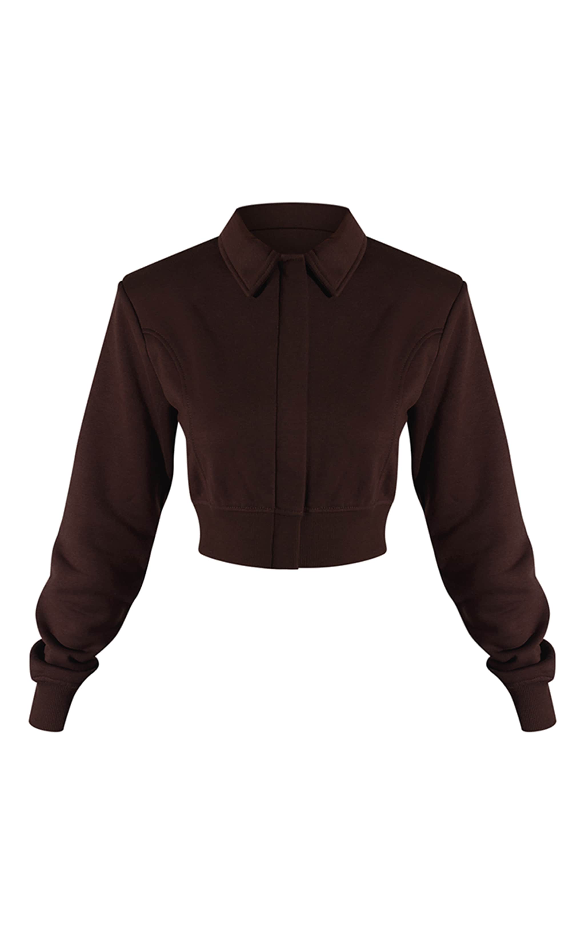 Chocolate Collared Zip Up Sweat Jacket image 5