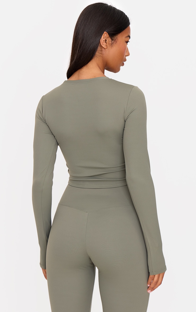 Olive Ultimate Sculpt Long Sleeve Crop Gym Top image 2