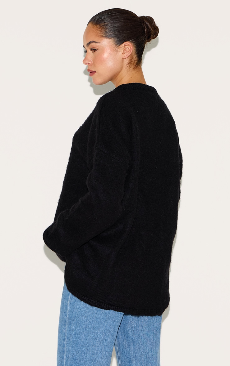 Black Soft Knit Oversized Sweater image 2