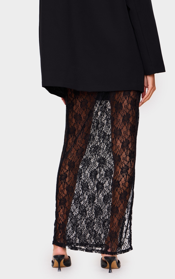 Black Lace Slit Maxi Skirt image 3