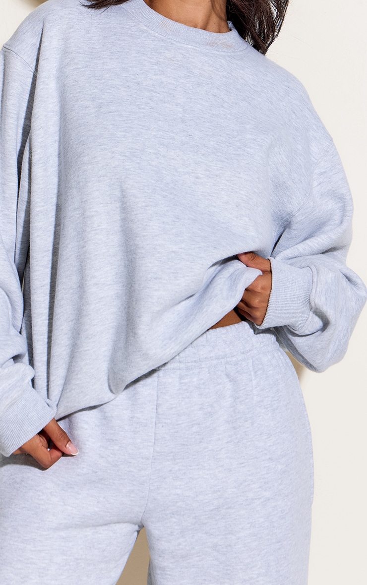 Petite Ash Grey Oversized Crew Sweatshirt image 4