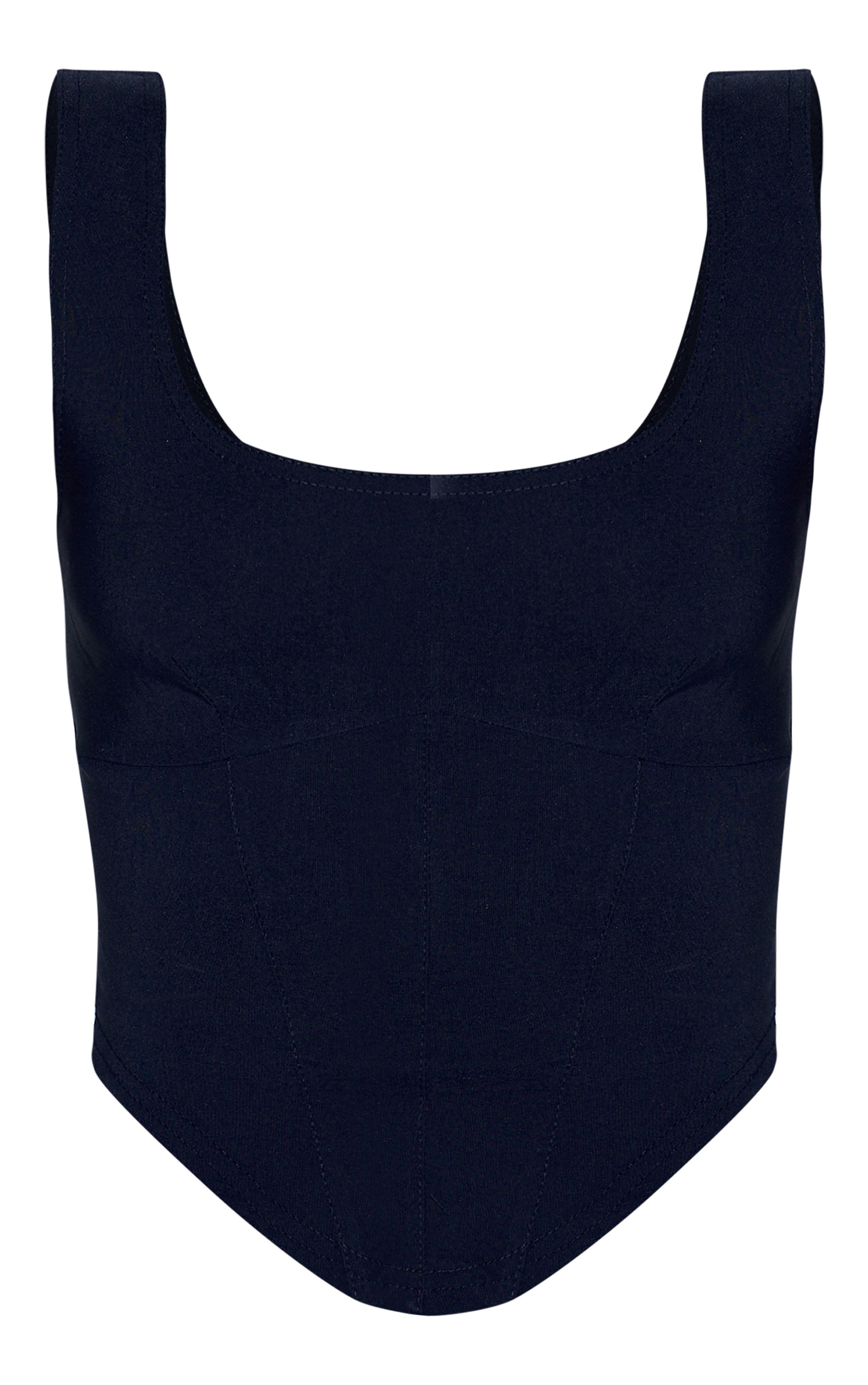 Navy Stretch Woven Square Neck Corset Top image 5