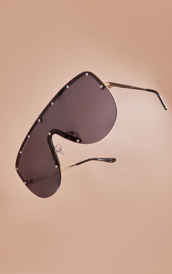 Black Studded Visor Sunglasses Accessories PrettyLittleThing USA