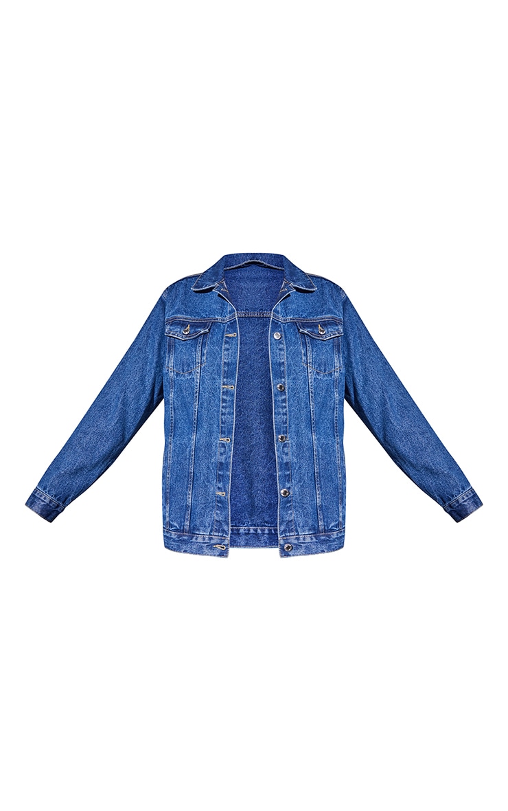 Veste en jean basique boyfriend oversize moyennement délavée image 5