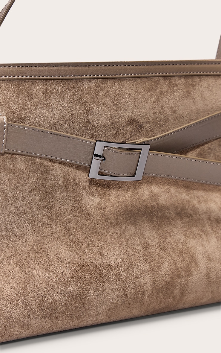 Sac à main en suédine gris champignon à boucle image 5