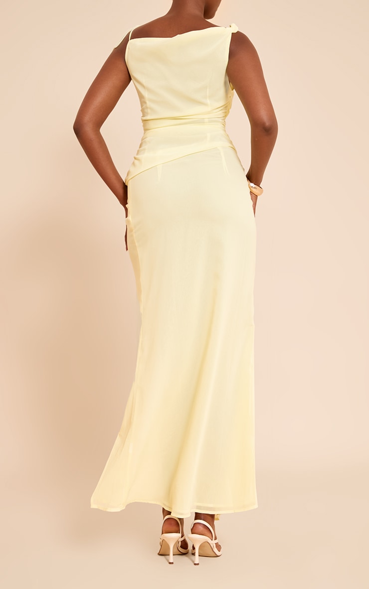 Lemon Chiffon Ruched Split Midi Skirt image 3