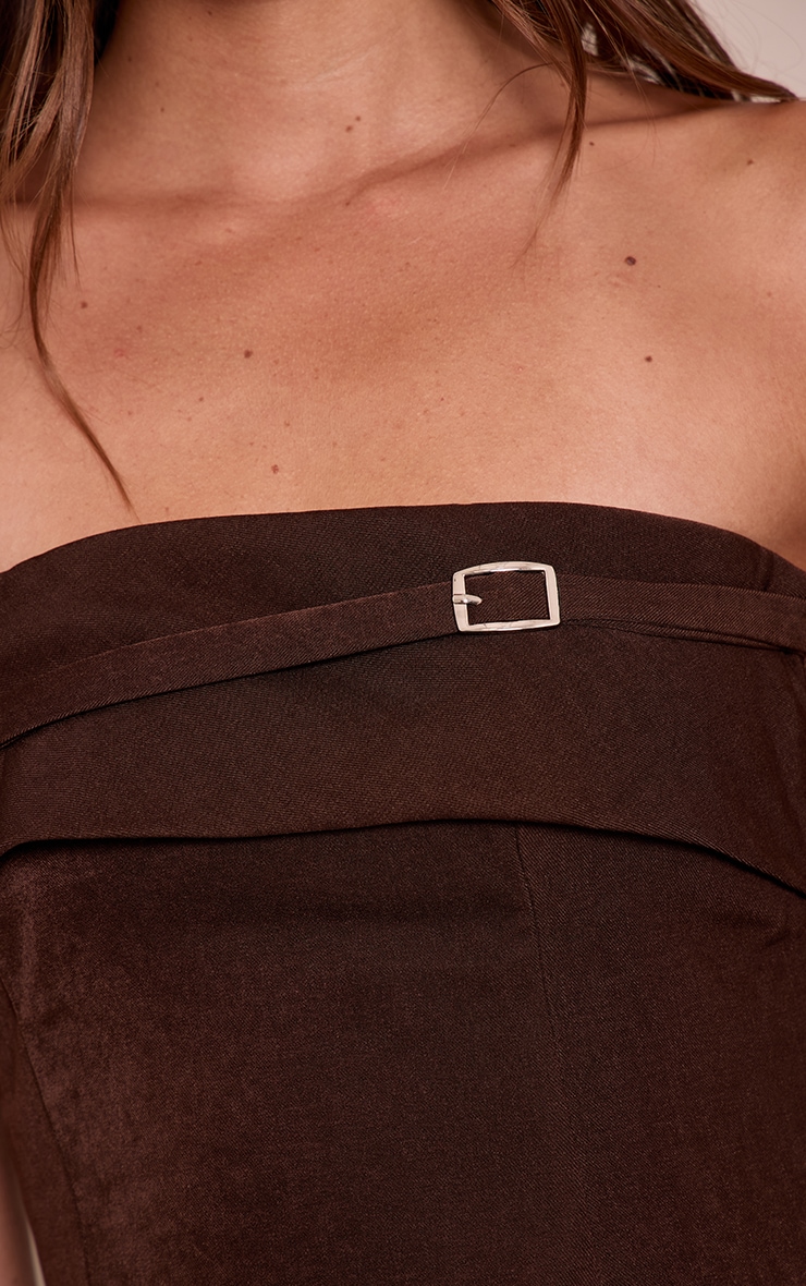 Chocolate Woven Fold Over Buckle Detail Bandeau image 4