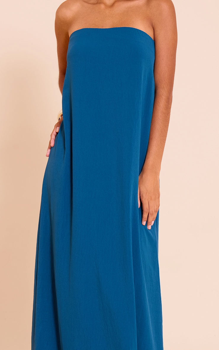 Petite Teal Floaty Woven Bandeau Maxi Dress image 4