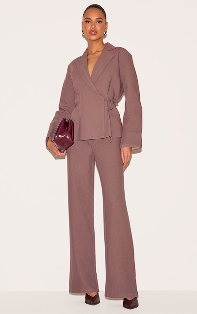 Mushroom Premium Woven Tie Side Blazer Jumpsuit