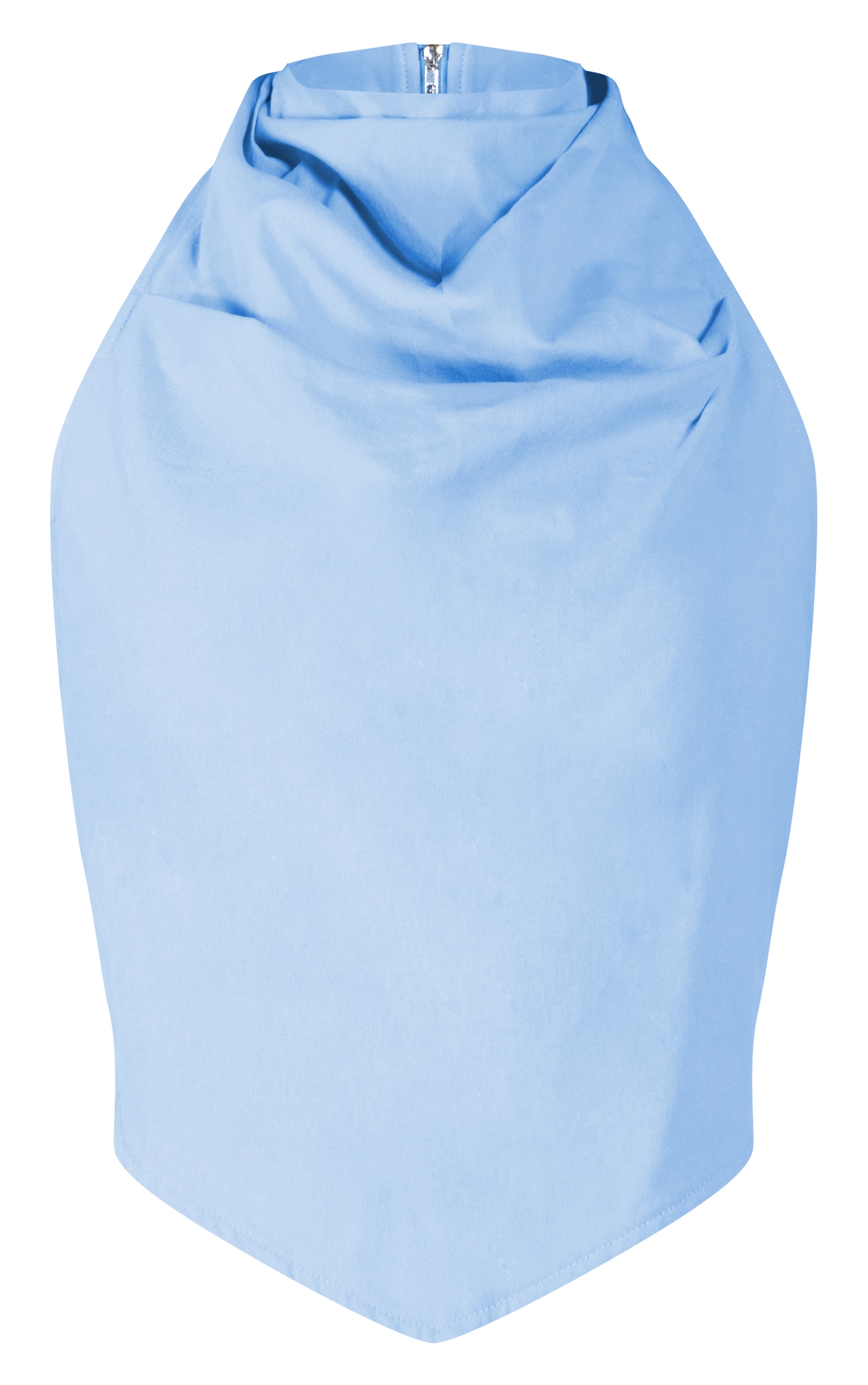 Sky Blue Cotton Look Halterneck Top image 5