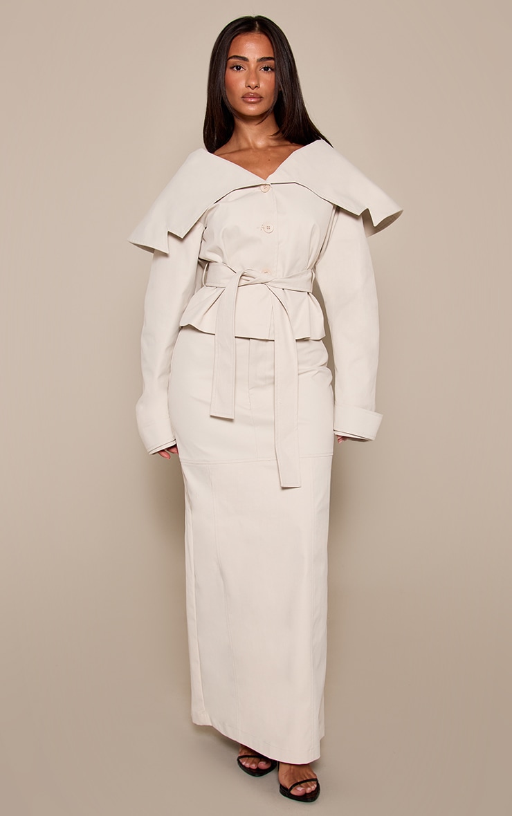 Petite Stone Seam Detail Tailored Maxi Skirt image 1