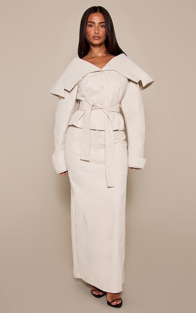 Petite Stone Seam Detail Tailored Maxi Skirt