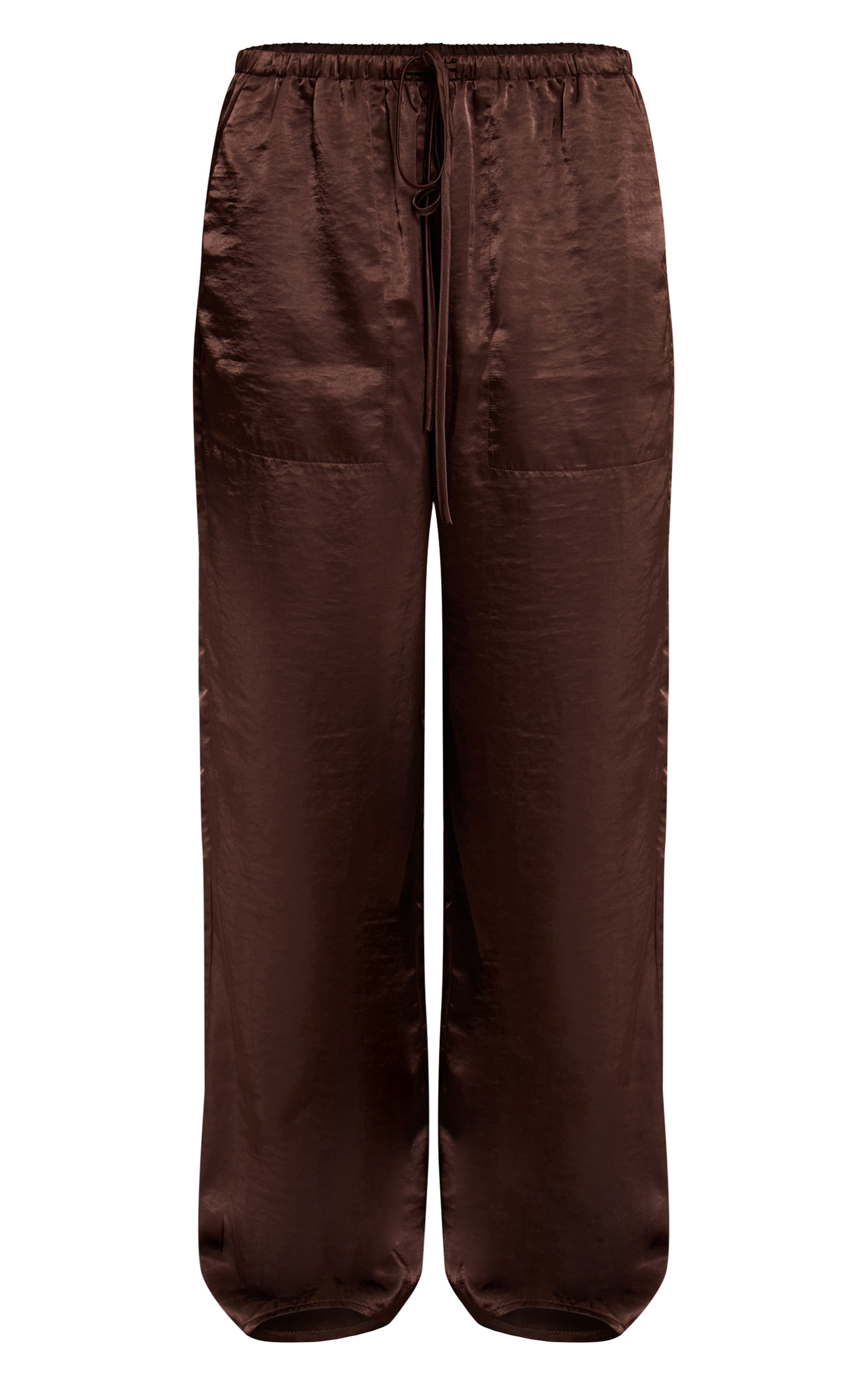Pantalon ample satiné crêpé chocolat foncé image 5