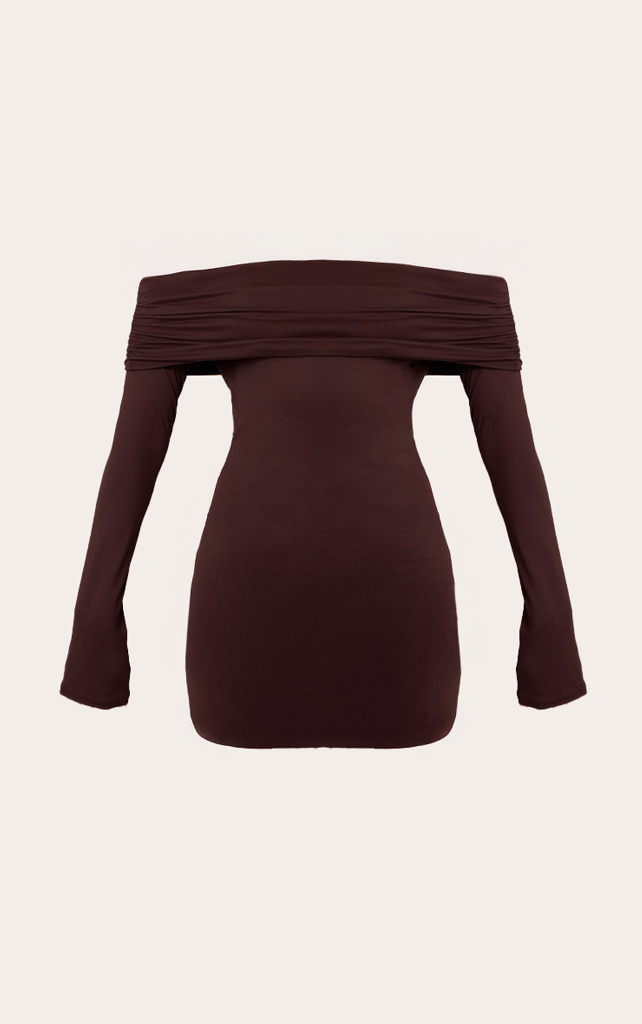 Chocolate Soft Touch Jersey Bardot Bodycon Dress image 5