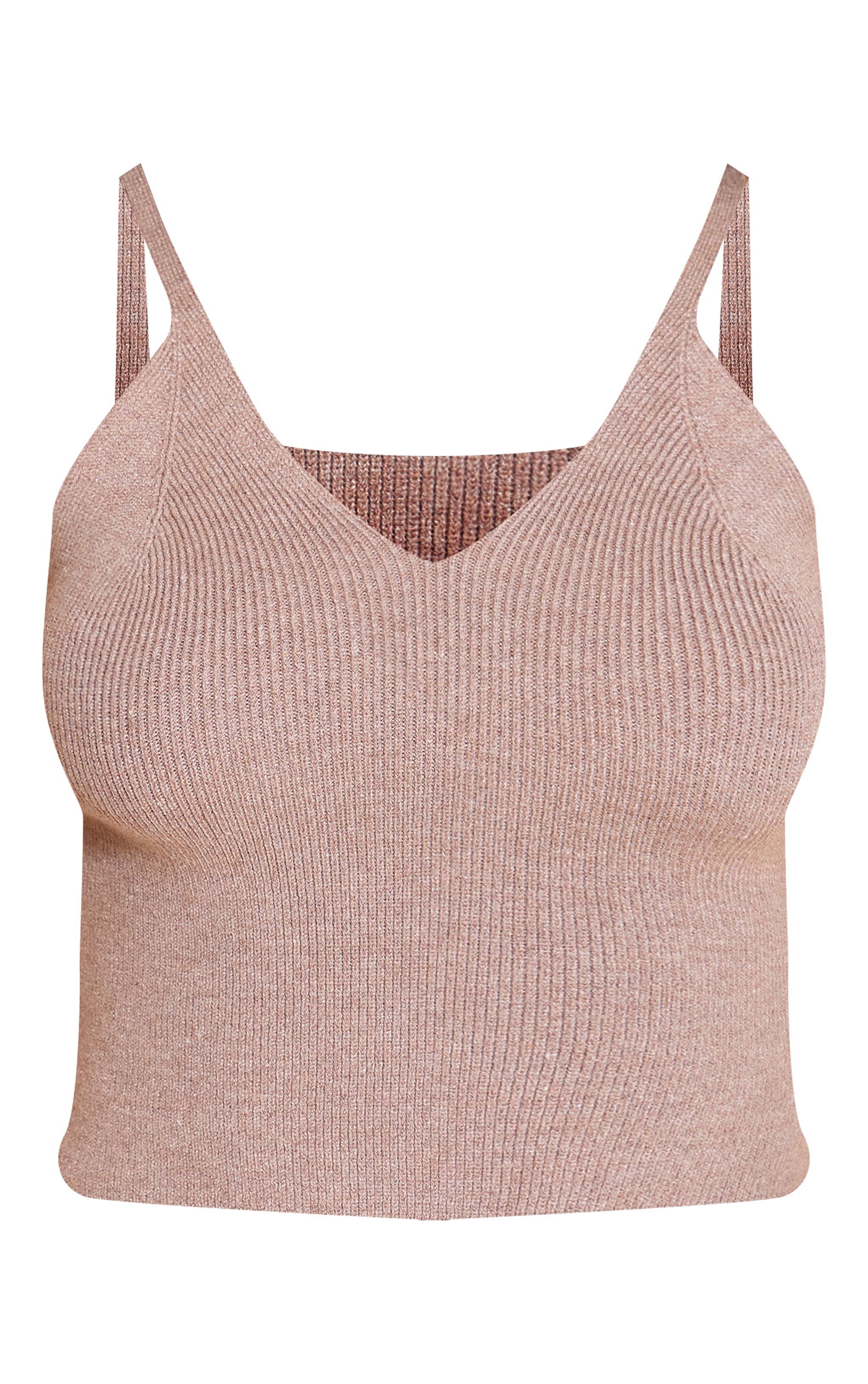 Petite Taupe Strappy Knitted Vest Top image 5