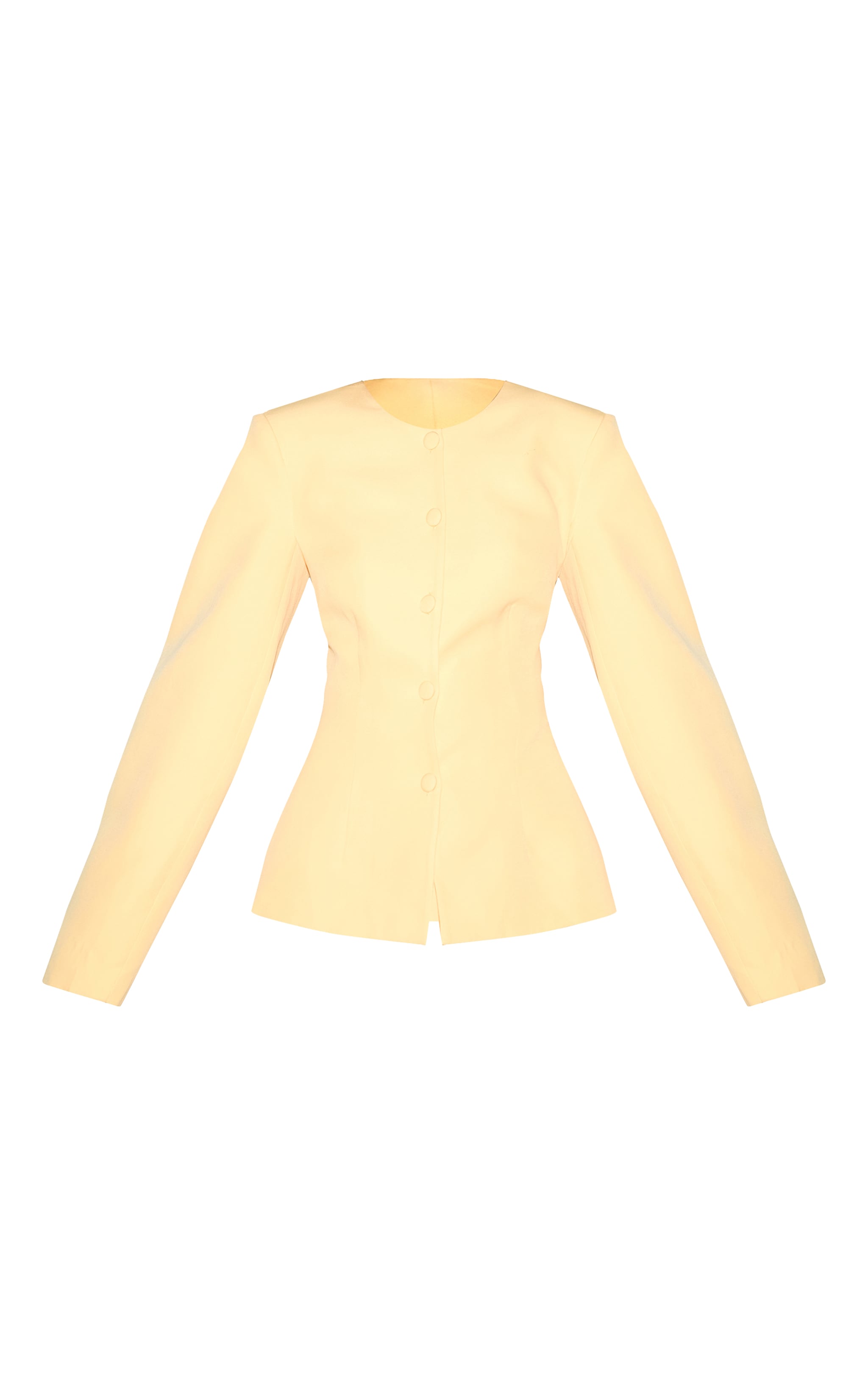 Lemon Woven Cinched Waist Cocoon Sleeve Button Up Blazer image 5