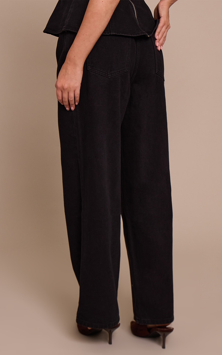 Shape Black Elastic Waistband Denim Straight Leg Jeans image 3