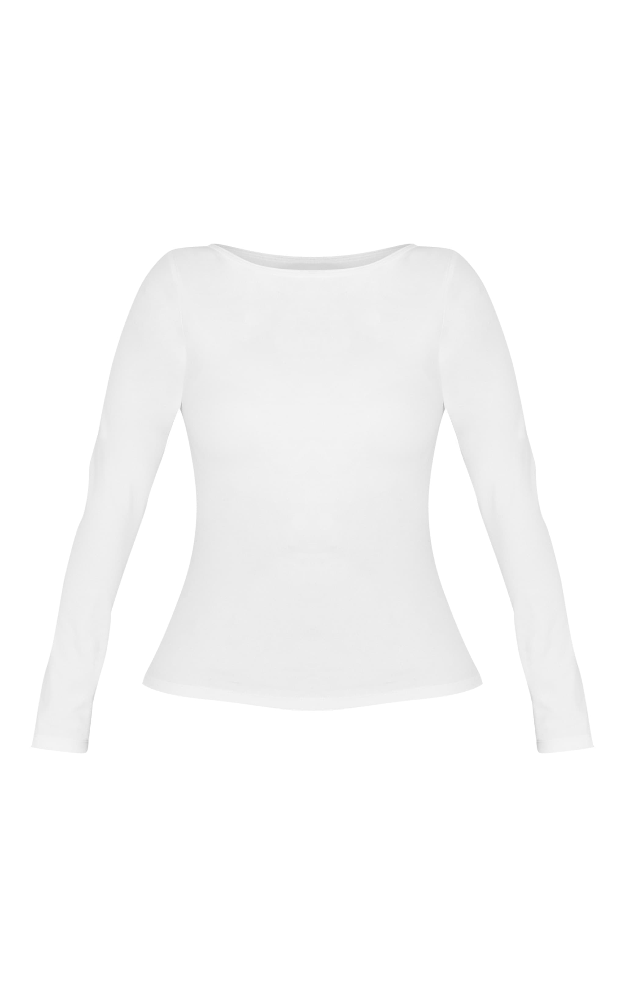 Shape White Built In Bra Sculpt Boat Neck Long Sleeve T-shirt image 5